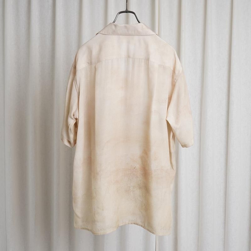 25S/SۡYOKE 衼 LANDSCAPE PRINTED OPEN COLLAR SHIRT / BEIGE