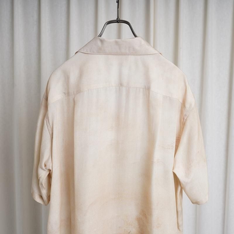 25S/SۡYOKE 衼 LANDSCAPE PRINTED OPEN COLLAR SHIRT / BEIGE