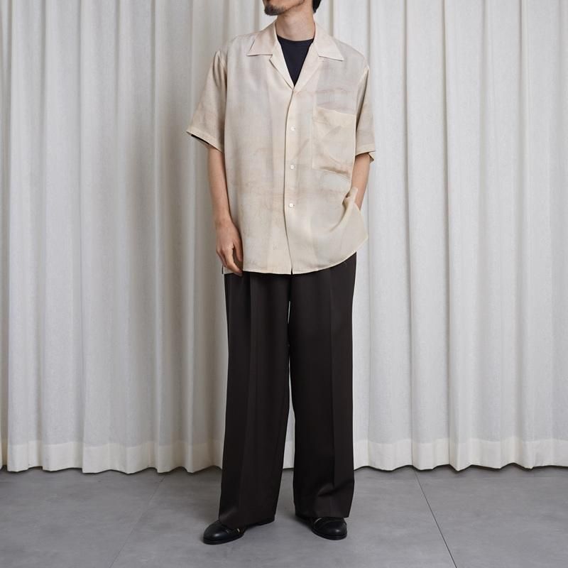 25S/SۡYOKE 衼 LANDSCAPE PRINTED OPEN COLLAR SHIRT / BEIGE