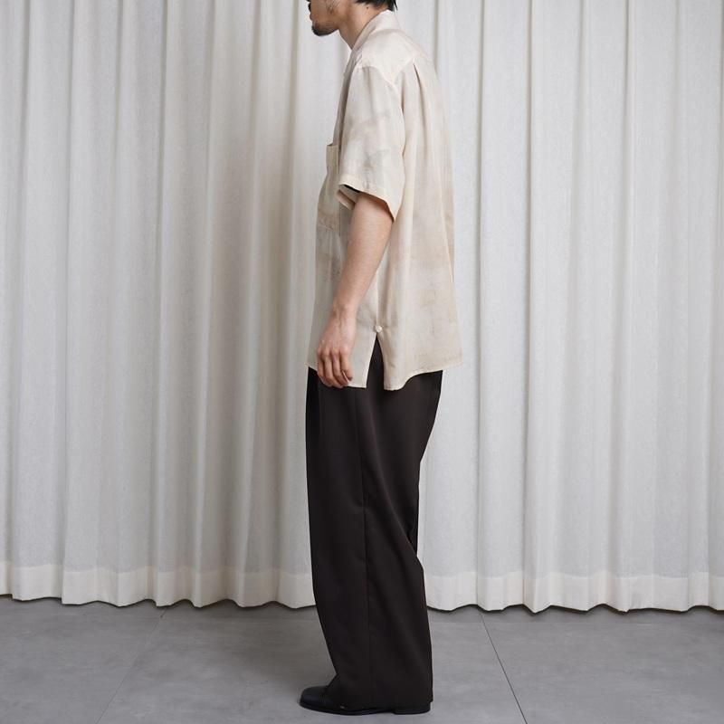 25S/SۡYOKE 衼 LANDSCAPE PRINTED OPEN COLLAR SHIRT / BEIGE