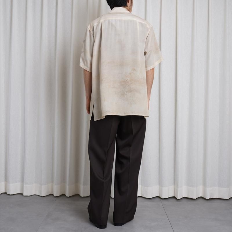 25S/SۡYOKE 衼 LANDSCAPE PRINTED OPEN COLLAR SHIRT / BEIGE