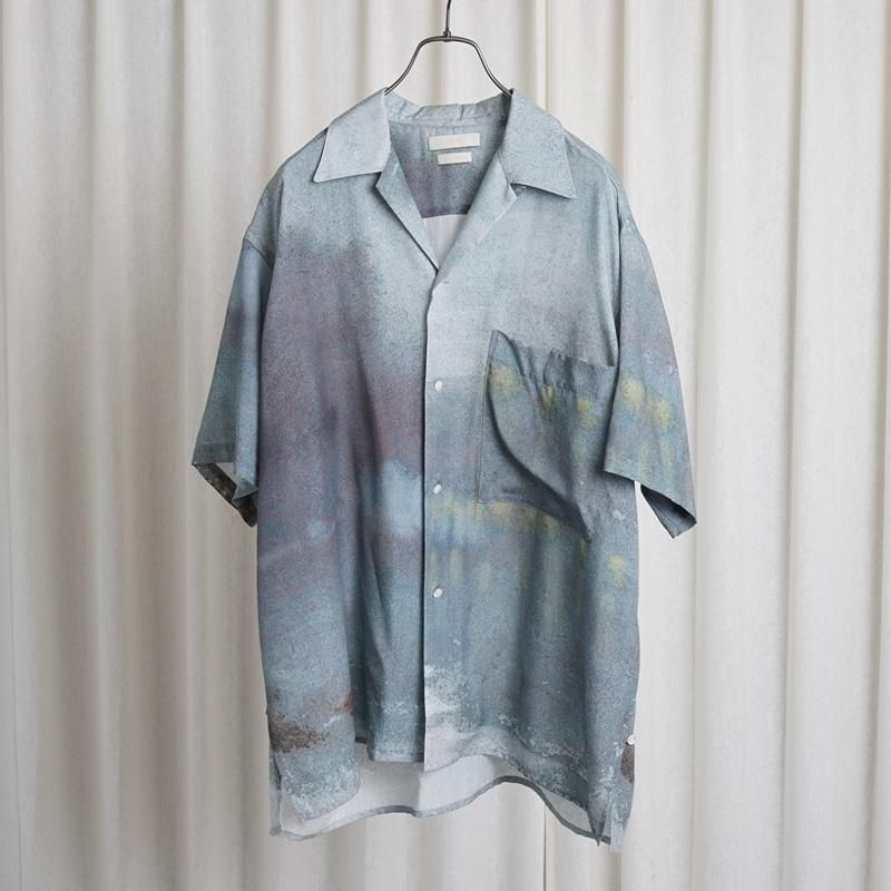 【25S/S】【YOKE ヨーク】 LANDSCAPE PRINTED OPEN COLLAR SHIRT / BLUE