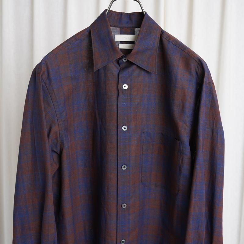25S/SۡYOKE 衼 COTTON LINEN BOIL SHIRTS / BROWN PLAID
