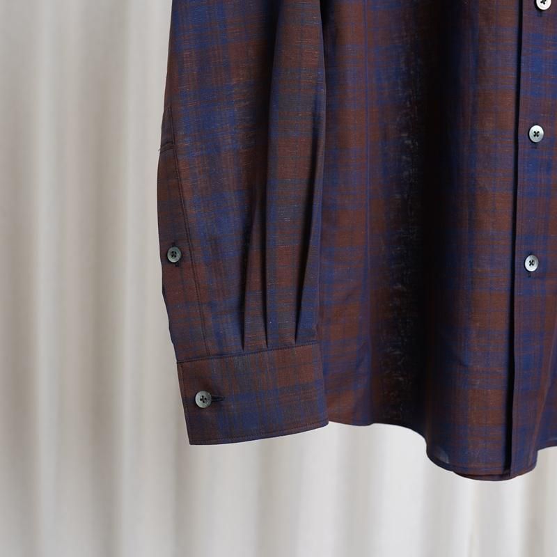 25S/SۡYOKE 衼 COTTON LINEN BOIL SHIRTS / BROWN PLAID