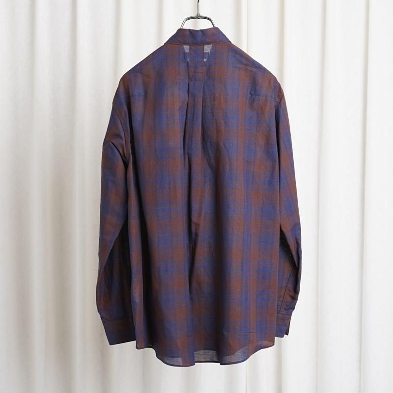 25S/SۡYOKE 衼 COTTON LINEN BOIL SHIRTS / BROWN PLAID