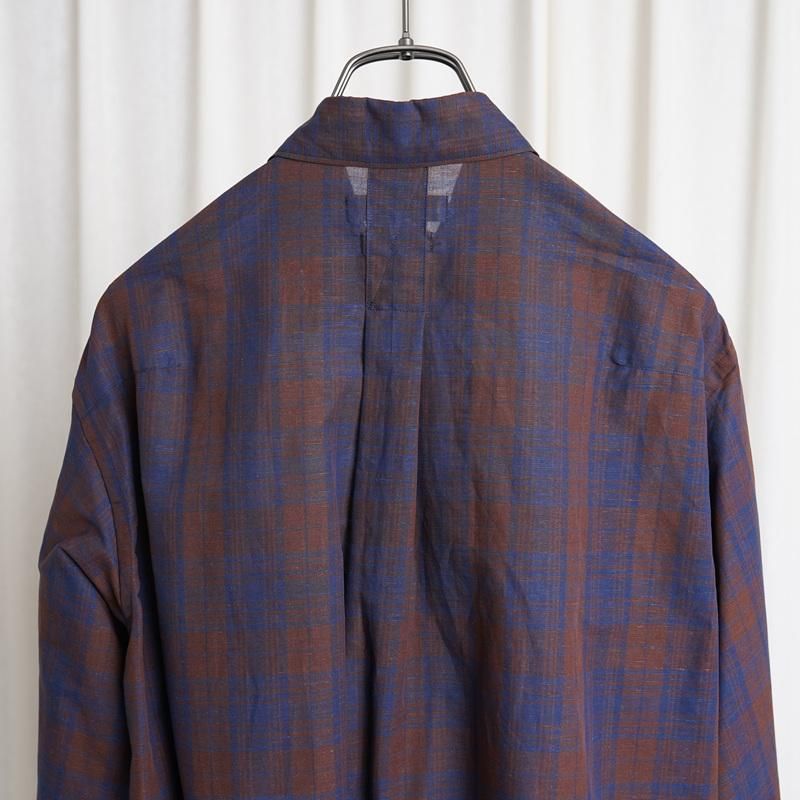 25S/SۡYOKE 衼 COTTON LINEN BOIL SHIRTS / BROWN PLAID