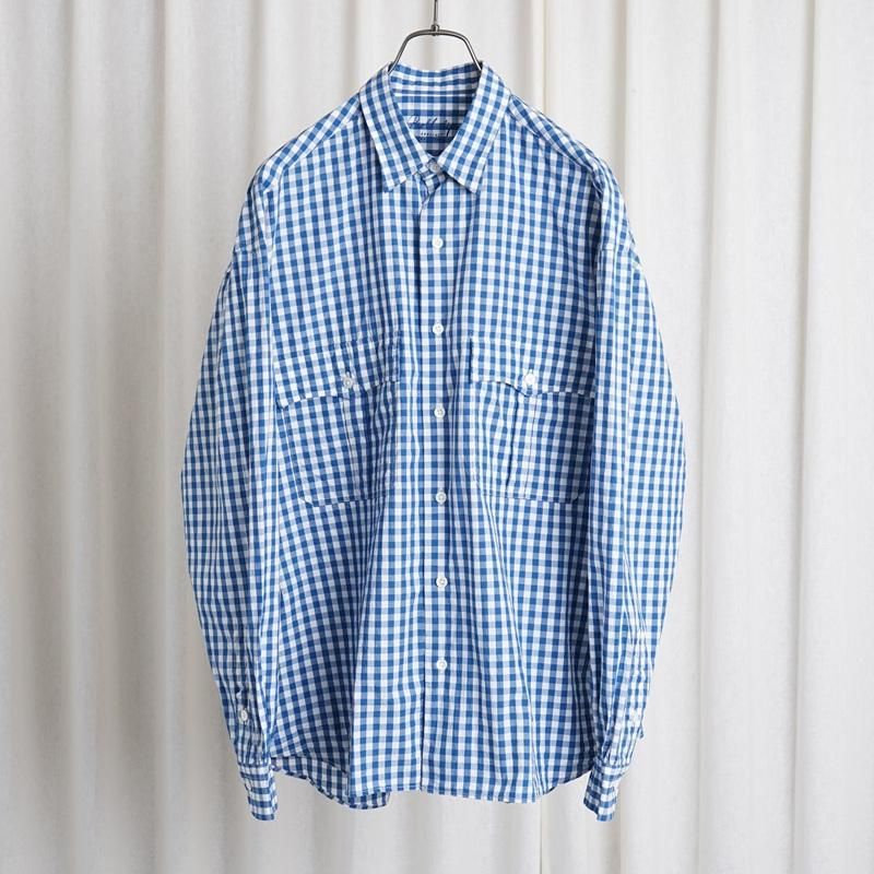 【25S/S】 【Porter Classic ポータークラシック】 ROLL UP GINGHAM CHECK SHIRT / FRENCH BLUE