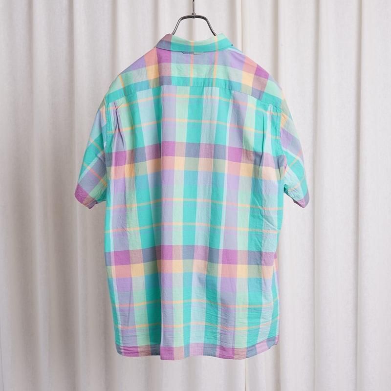 YAECA 䥨 MADRAS SHIRT SQUARE S/S / GREEN CHECK
