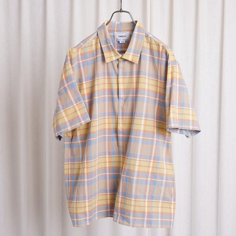 【YAECA ヤエカ】 MADRAS SHIRT SQUARE S/S / BEIGE CHECK
