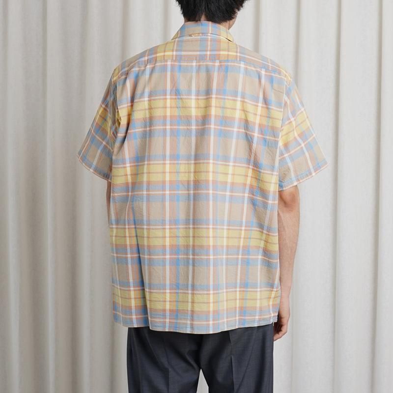 YAECA 䥨 MADRAS SHIRT SQUARE S/S / BEIGE CHECK
