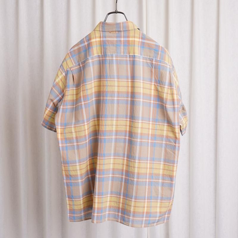 YAECA 䥨 MADRAS SHIRT SQUARE S/S / BEIGE CHECK
