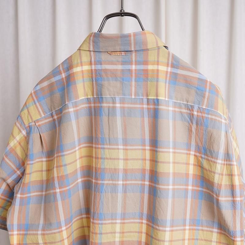 YAECA 䥨 MADRAS SHIRT SQUARE S/S / BEIGE CHECK
