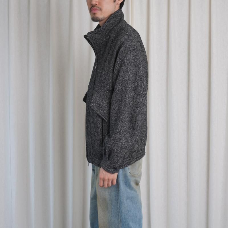 25A/WۡULTERIOR ƥꥢ WOOL SILK KERSEY ZIP UP JKT / BLACK IVORY