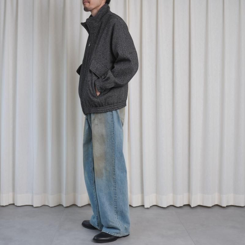 25A/WۡULTERIOR ƥꥢ WOOL SILK KERSEY ZIP UP JKT / BLACK IVORY