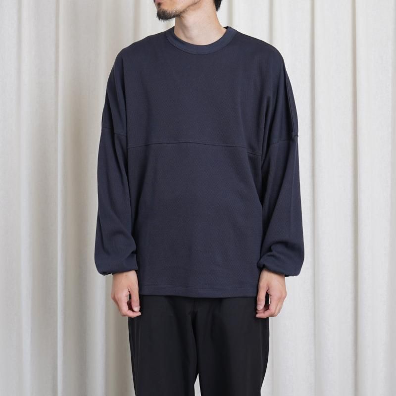 25A/W ULTERIOR ƥꥢ C/CASH HONEYCOMB FOOTBALL TEE / BLUE GREY