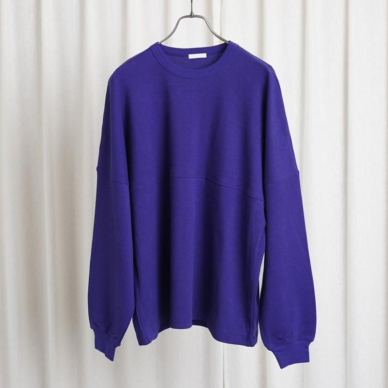 【25A/W】 【ULTERIOR アルテリア】 C/CASH HONEYCOMB FOOTBALL TEE / ROYAL PURPLE