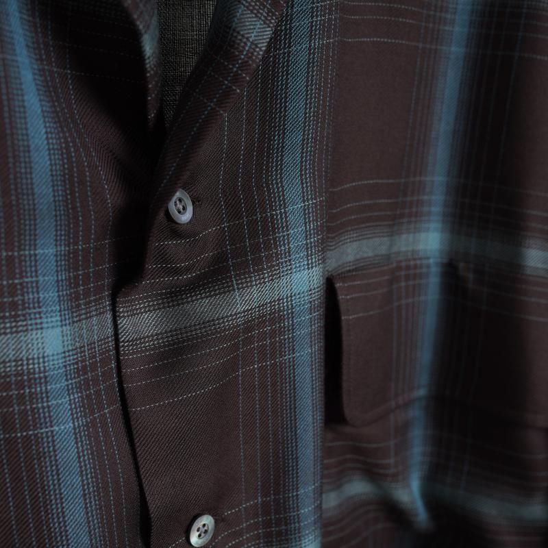 25A/WۡYOKE 衼 OMBRE PLAID WPOCKET SHIRT / BROWN