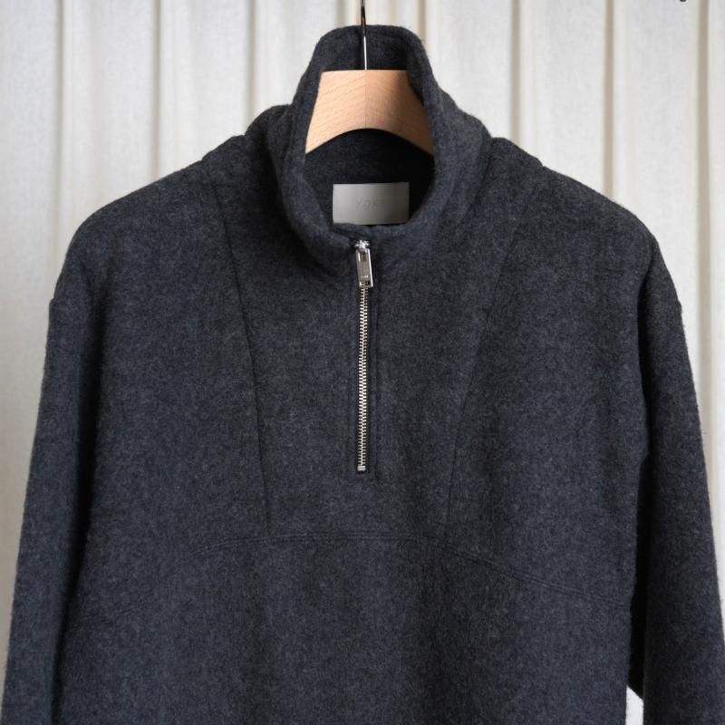 25A/WۡYOKE 衼 WOOL FLEECE HALF ZIP PULLOVER / CHARCOAL