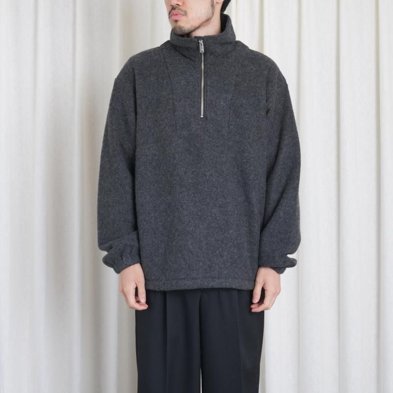 25A/WۡYOKE 衼 WOOL FLEECE HALF ZIP PULLOVER / CHARCOAL