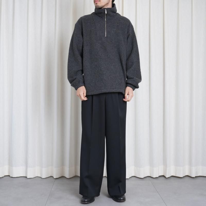 25A/WۡYOKE 衼 WOOL FLEECE HALF ZIP PULLOVER / CHARCOAL