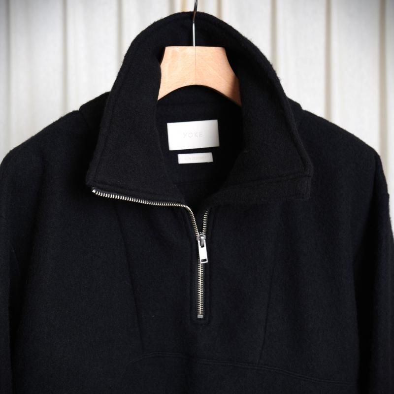 25A/WۡYOKE 衼 WOOL FLEECE HALF ZIP PULLOVER / BLACK