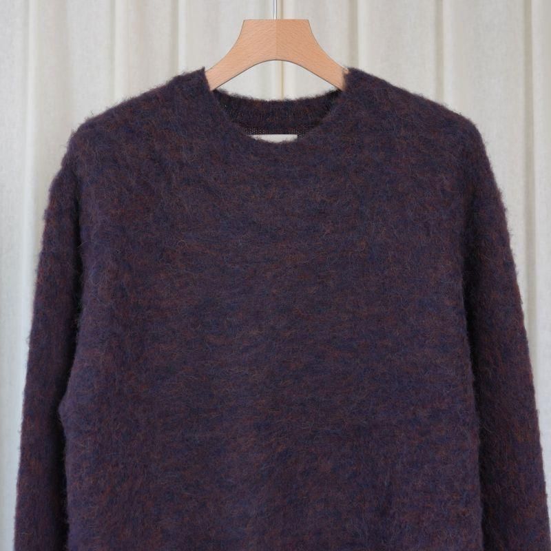 25A/WۡYOKE 衼 3COLOR MIX BABY ALPACA CREWNECK SWEATER / BROWN NAVY