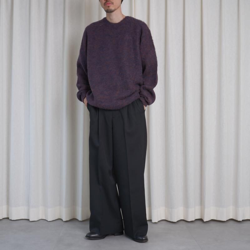 25A/WۡYOKE 衼 3COLOR MIX BABY ALPACA CREWNECK SWEATER / BROWN NAVY