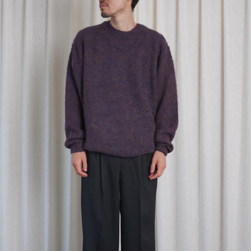 YOKE ヨーク】 3COLOR MIX BABY ALPACA CREWNECK SWEATER / BROWN NAVY