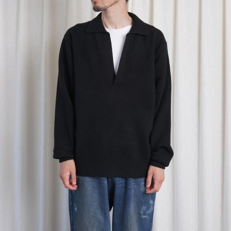 ssstein シュタイン】 EXTRA FINE WOOL KNIT SKIPPER LS / BLACK