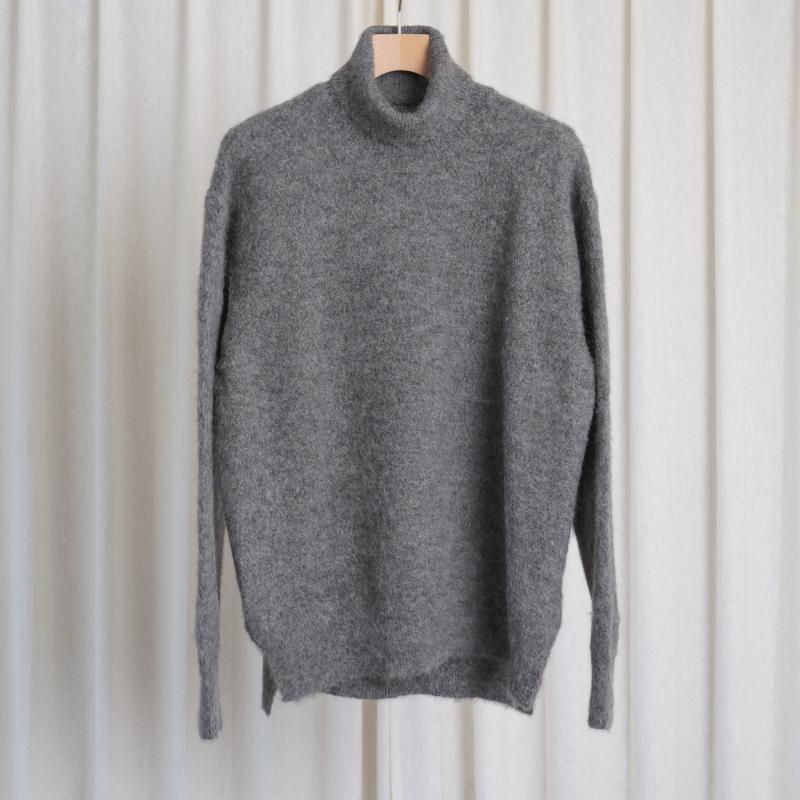 25A/Wۡssstein 奿 WOOL/ALPACA MILLED KNIT TURTLE NECK LS / GREY