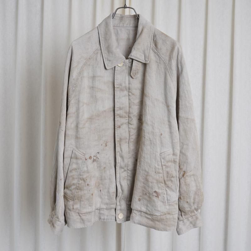 【25A/W】【ssstein シュタイン】 HEAVY LINEN HERRINGBONE ZIP JACKET / NATURAL
