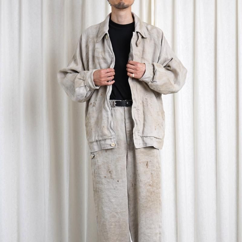 25A/Wۡssstein 奿 HEAVY LINEN HERRINGBONE ZIP JACKET / NATURAL