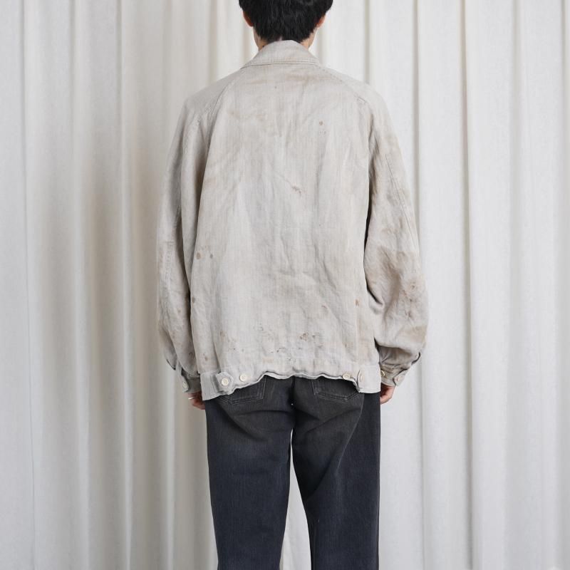 25A/Wۡssstein 奿 HEAVY LINEN HERRINGBONE ZIP JACKET / NATURAL