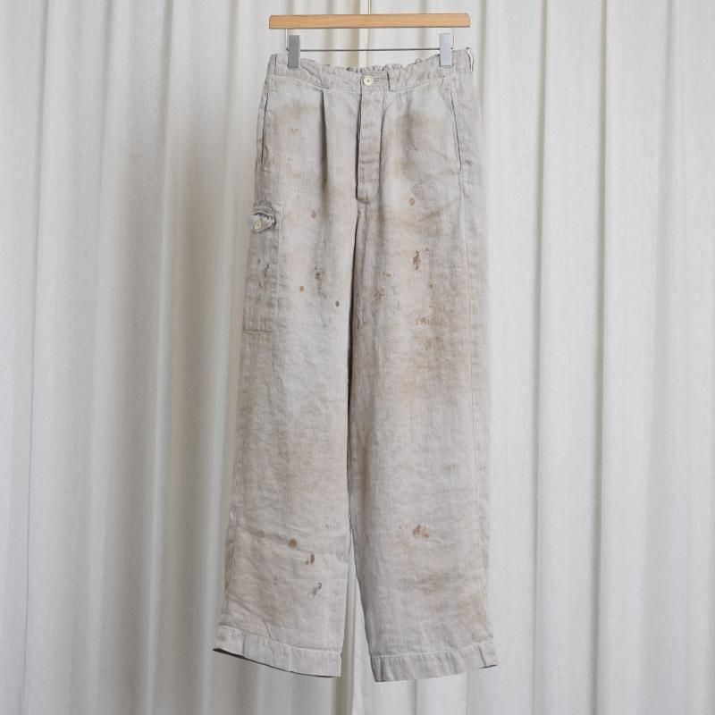 【25A/W】【ssstein シュタイン】 HEAVY LINEN HERRINGBONE WIDE EASY TROUSERS / NATURAL