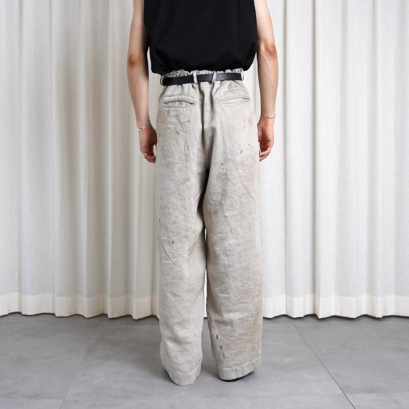 25A/Wۡssstein 奿 HEAVY LINEN HERRINGBONE WIDE EASY TROUSERS / NATURAL