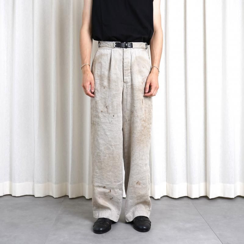 25A/Wۡssstein 奿 HEAVY LINEN HERRINGBONE WIDE EASY TROUSERS / NATURAL