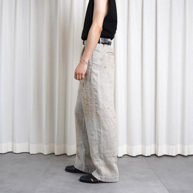 25A/Wۡssstein 奿 HEAVY LINEN HERRINGBONE WIDE EASY TROUSERS / NATURAL