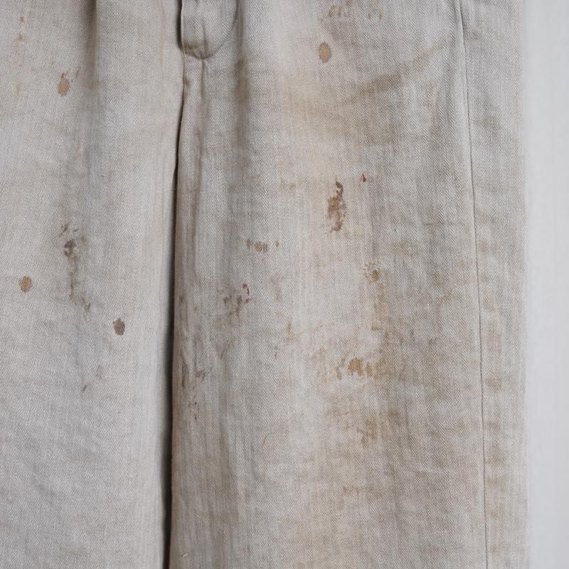 25A/Wۡssstein 奿 HEAVY LINEN HERRINGBONE WIDE EASY TROUSERS / NATURAL