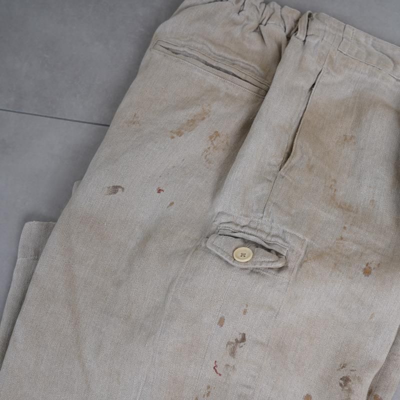 25A/Wۡssstein 奿 HEAVY LINEN HERRINGBONE WIDE EASY TROUSERS / NATURAL