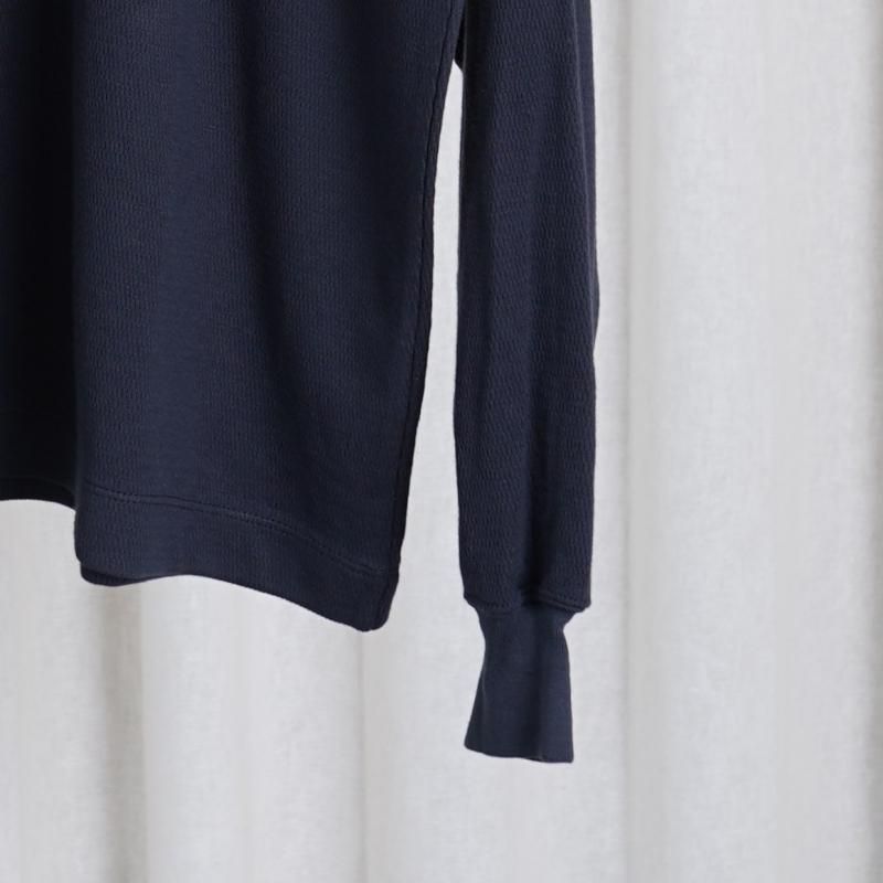 25A/WۡULTERIOR ƥꥢ C/CASH HONEYCOMB HENLEY-NECK TOP / BLUE GRAY