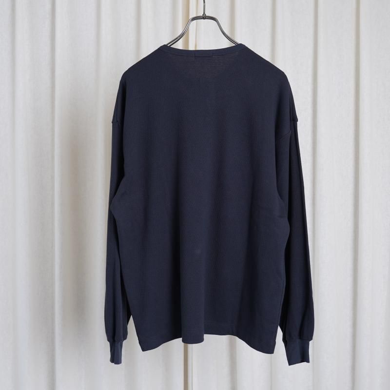 25A/WۡULTERIOR ƥꥢ C/CASH HONEYCOMB HENLEY-NECK TOP / BLUE GRAY