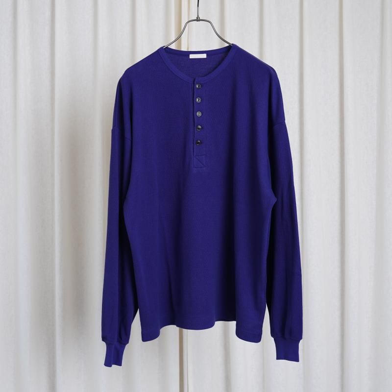 【25A/W】【ULTERIOR アルテリア】 C/CASH HONEYCOMB HENLEY-NECK TOP / ROYAL PURPLE