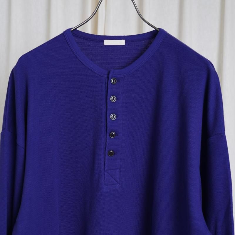 25A/WۡULTERIOR ƥꥢ C/CASH HONEYCOMB HENLEY-NECK TOP / ROYAL PURPLE