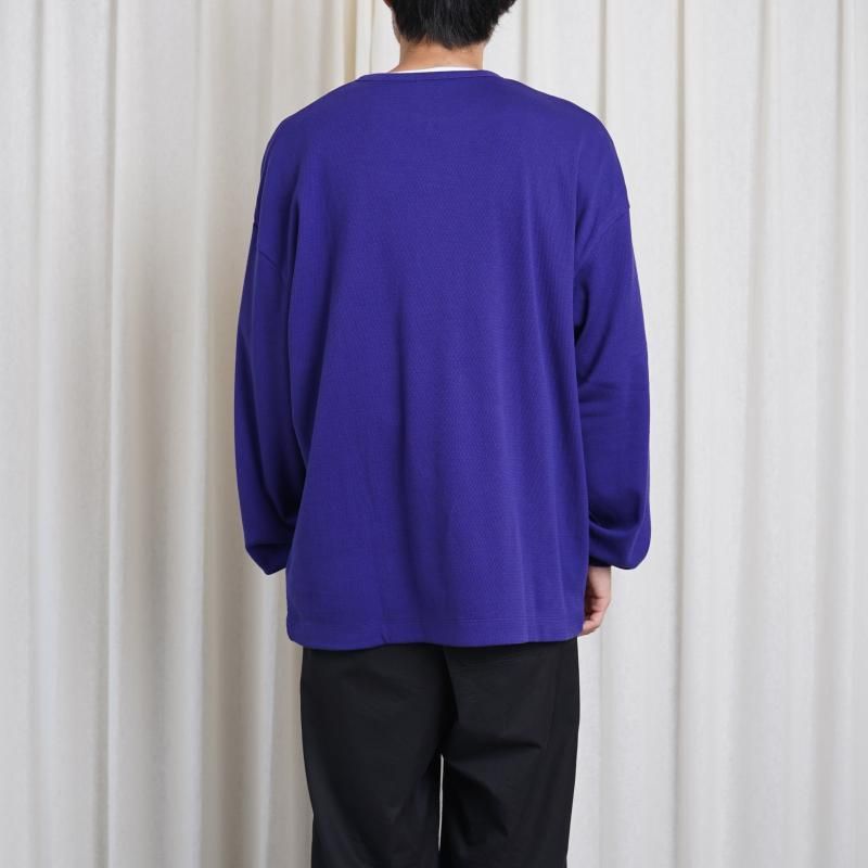 25A/WۡULTERIOR ƥꥢ C/CASH HONEYCOMB HENLEY-NECK TOP / ROYAL PURPLE