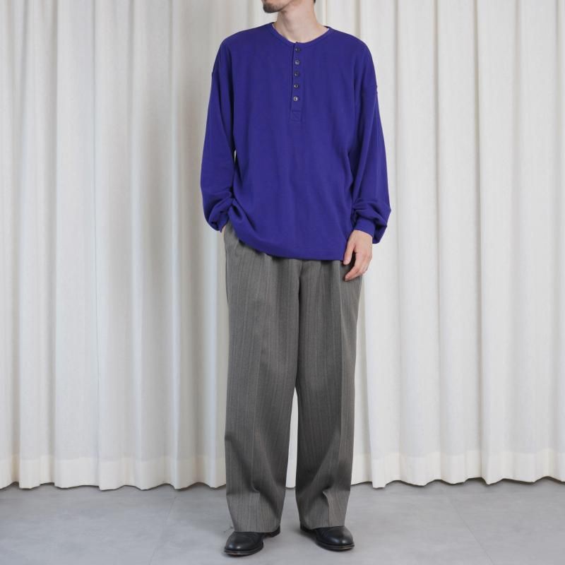 25A/WۡULTERIOR ƥꥢ C/CASH HONEYCOMB HENLEY-NECK TOP / ROYAL PURPLE