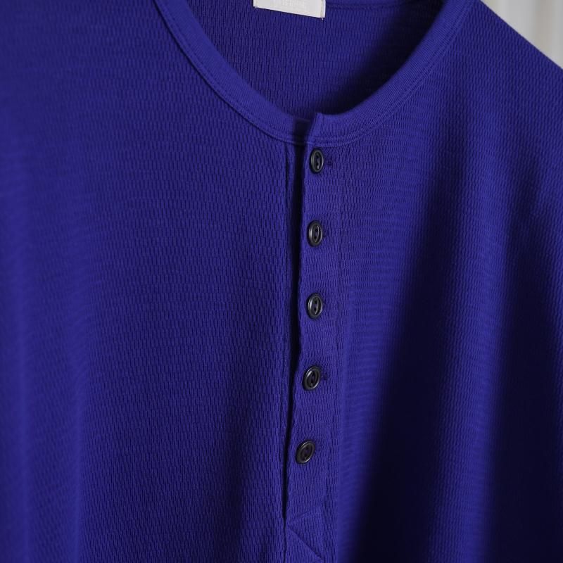 25A/WۡULTERIOR ƥꥢ C/CASH HONEYCOMB HENLEY-NECK TOP / ROYAL PURPLE