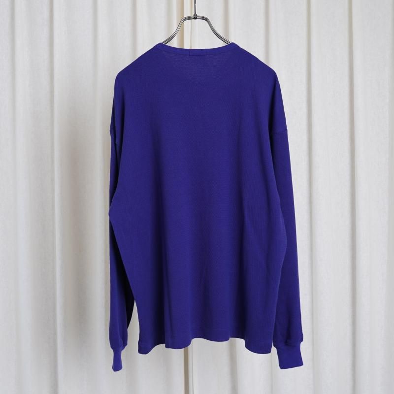 25A/WۡULTERIOR ƥꥢ C/CASH HONEYCOMB HENLEY-NECK TOP / ROYAL PURPLE