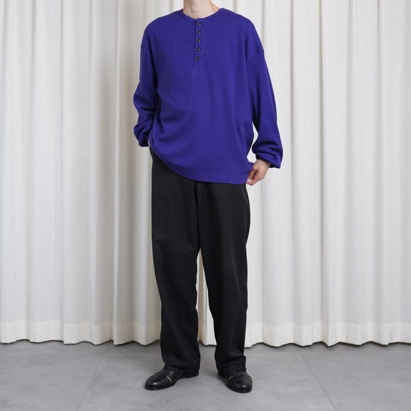 25A/WۡULTERIOR ƥꥢ C/CASH HONEYCOMB HENLEY-NECK TOP / ROYAL PURPLE