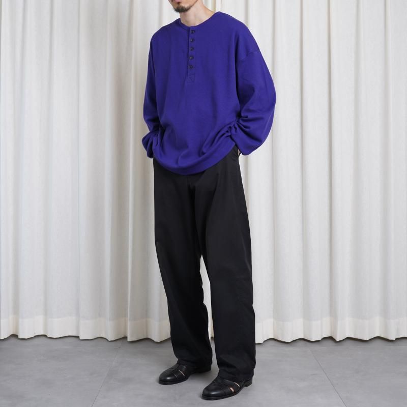 25A/WۡULTERIOR ƥꥢ C/CASH HONEYCOMB HENLEY-NECK TOP / ROYAL PURPLE