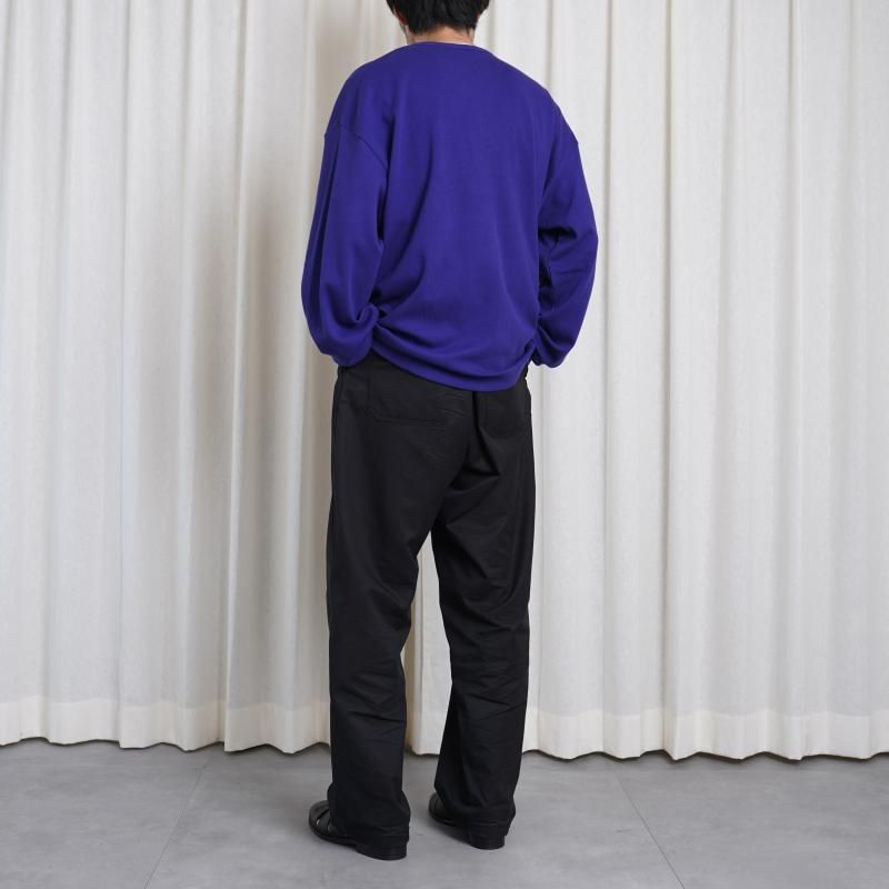 25A/WۡULTERIOR ƥꥢ C/CASH HONEYCOMB HENLEY-NECK TOP / ROYAL PURPLE